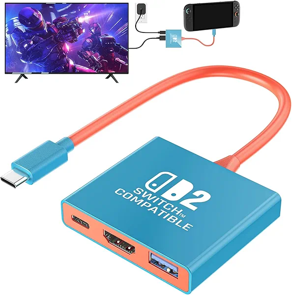 Klipdasse Switch 2 Dock for Nintendo Switch 2 (2025), Switch 2 TV Adapter Support 4K/60Hz HDMI 2.0A Adapter, PD100W USB 3.0 Port, Compatible with Switch 2/Switch/OLED (NTT102)