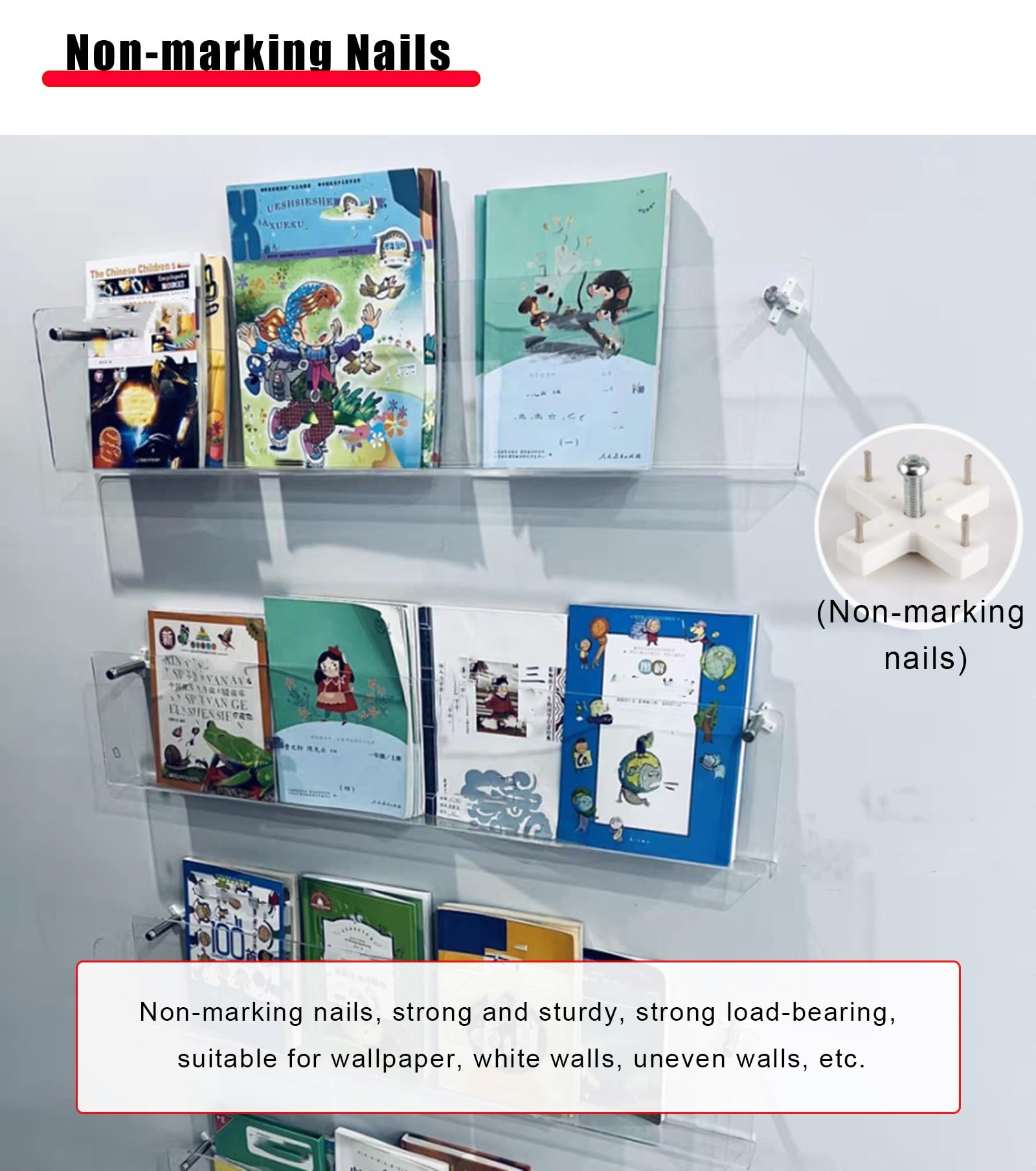Zeitschriftenständer zur Wandmontage, Set mit 2 transparenten Organizer für Wohnzimmer, Badezimmer, Kinderzimmer, Umschlag-Aktenhalter für A3, A4, A5, A6, Rechnungen und Broschüren, stilvolle und
