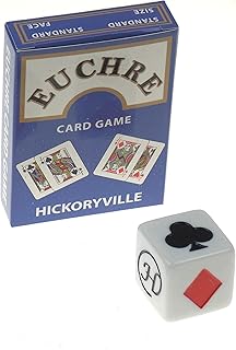 Hickoryville Euchre Playing Cards Bundle - 2 Euchre Decks in 1 Box with 1 White Suit Marker Dice