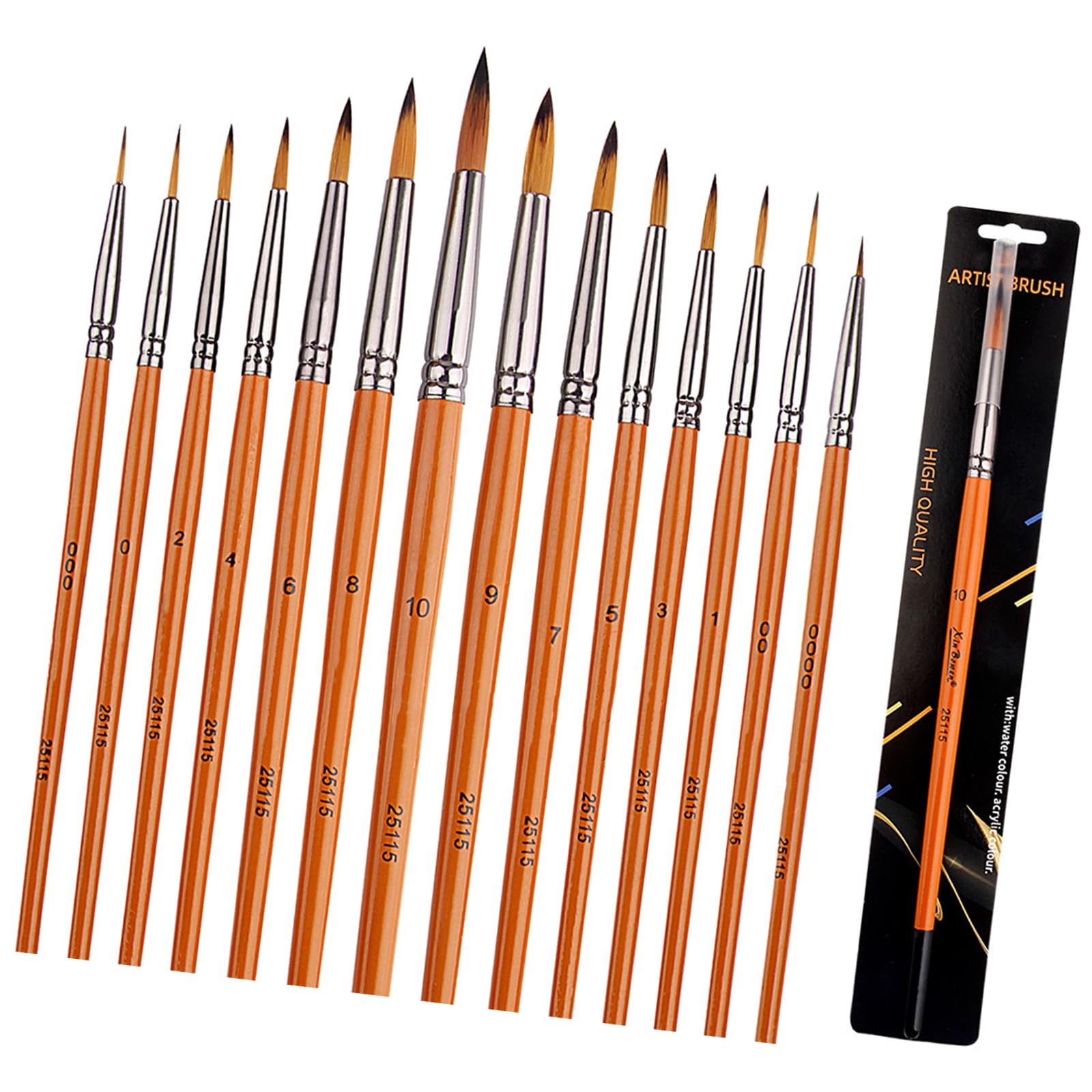 14Pcs Detail Paint Brush Set Nylon Bristles Paint Brush for Acrylic Watercolor Gouache Oil Face Painting Model Figurine Miniature Model Painting Brushes