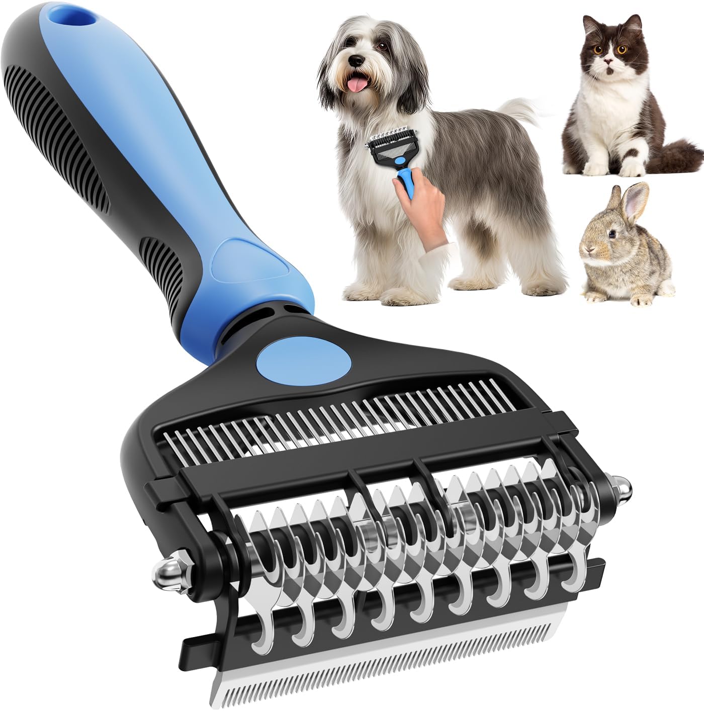 3-in-1 Professional Pet Grooming Brush for Dogs & Cats – Dematting Comb, Undercoat Rake & Deshedding Tool for Long & Short Hair, Heavy Shedding & Matted Fur