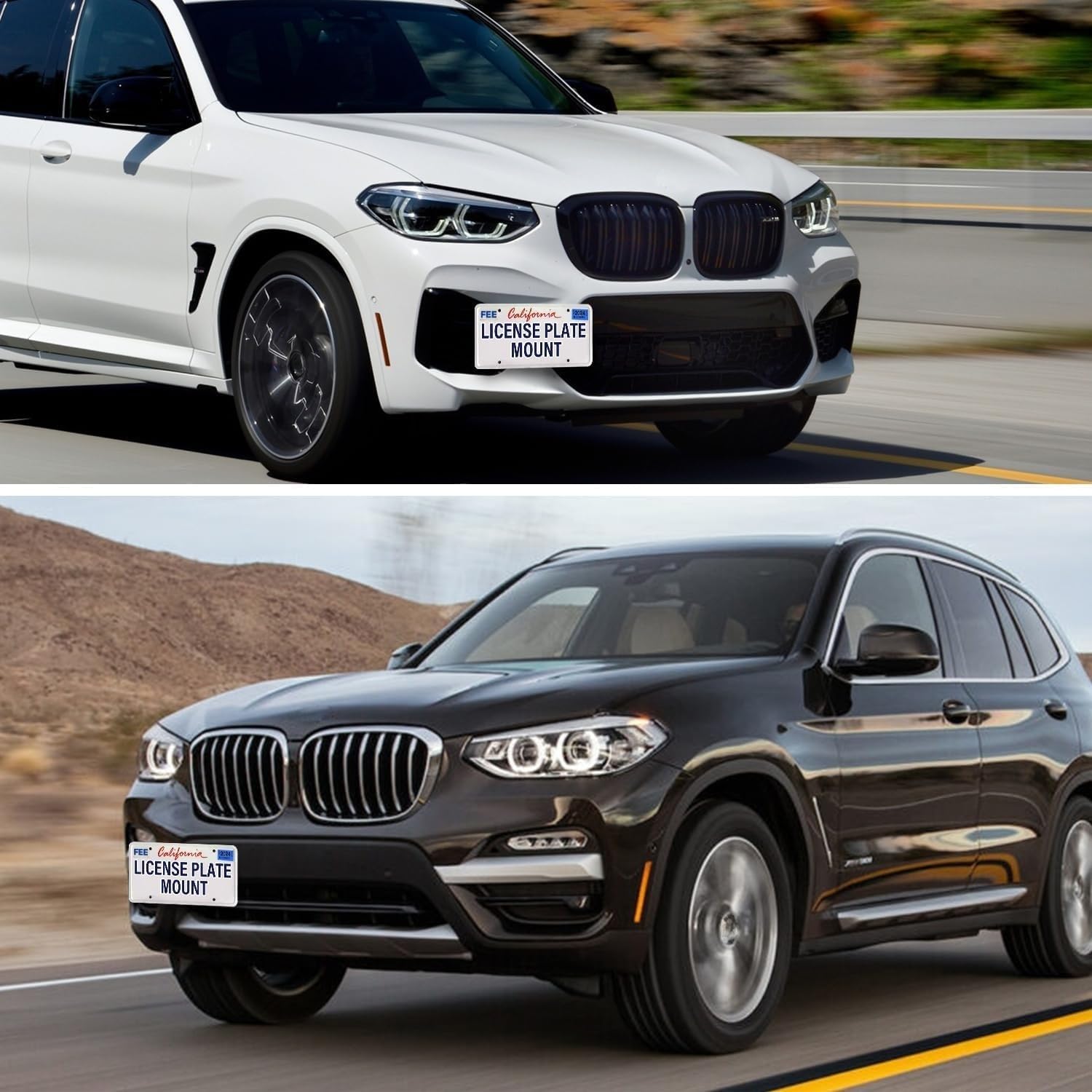 Heavy Duty Front License Plate Holder Compatible with BMW X3 2018-2025 [G01] xDrive and sDrive No Drill Tow Hook License Plate Frame Replacement Bracket with Mounting Kit for Easy Installation