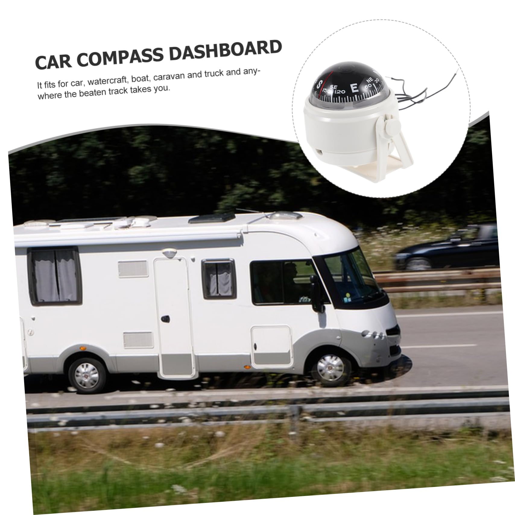 INOOMP 3St Kompass Auto Boot Trip travel Accessoires für Auto autonavigationsgeräte Armaturenbrett-Kompass Kompasskugel doppelter Zweck Auto und Boot Werkzeug Führungskugel Acryl Weiß