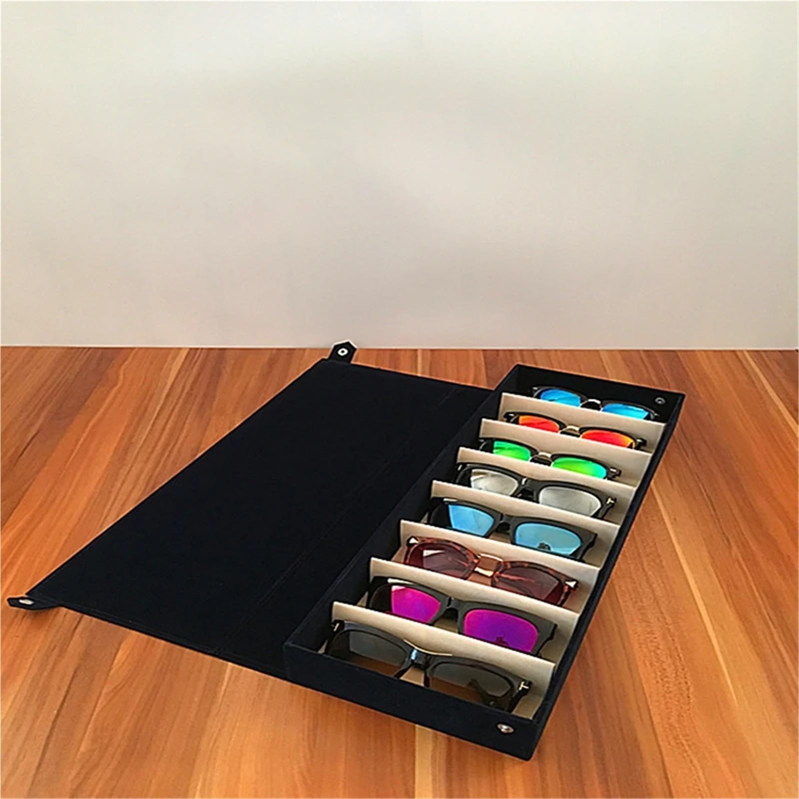 Organizador para Gafas De Sol Estuche for Gafas con 8 Ranuras, Gafas de Sol, Almacenamiento, Rejilla de exhibición, Soporte, Caja, Organizador de Gafas(8grids Black-2pcs)