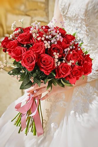 Miniatura 4 de Pack de 10 rosas artificiales Luyue, para decoración en fiestas, bodas, etc