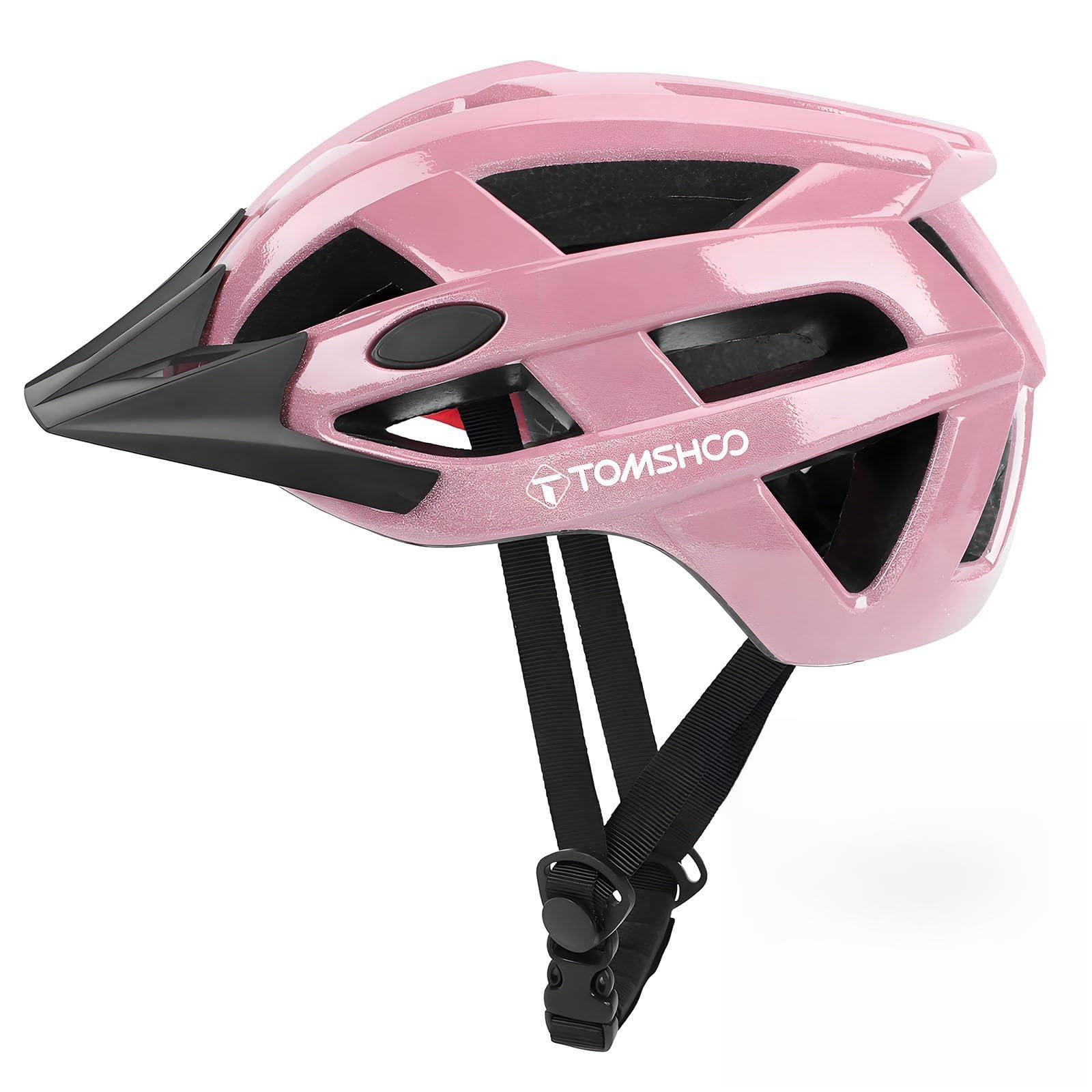 TOMSHOO Casque Vélo Adulte Homme et Femme, Réglable 58–61 cm, avec Visière Amovible et Coussins Intérieurs Confortables, pour VTT, Vélo de Route et Circulation Urbaine