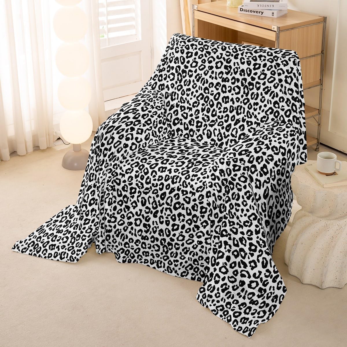 Erosebridal Leopard Sofa Cover Black Cheetah Print Couch Protector 71" x 91" African Safari Animals Tie Dye Sofa Slipcover Black White Couch Cover