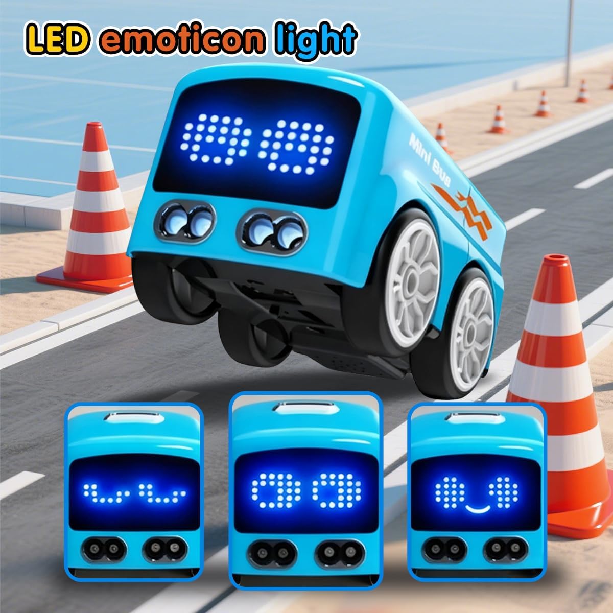jaming RC Mini Bus,2.4G Remote Control Car Vehicles, City Buses Toy Classic Baby Vehicle, Remote Control Car with LED Lights and Gesture Sensing Bus Toy, Gift for Children Kids Boys Girls (Blue)