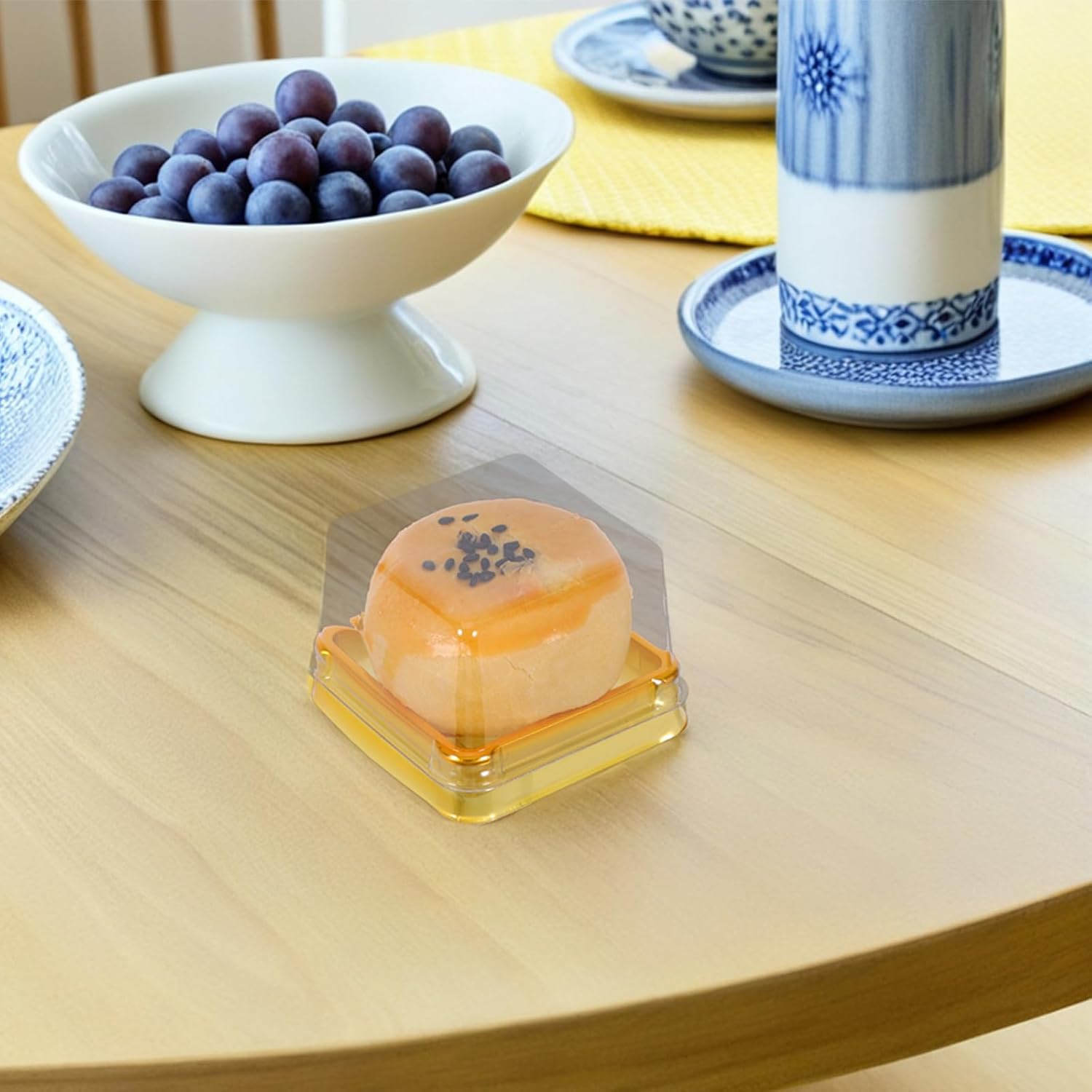 Cabilock 150pcs Egg Yolk Crisp Packaging Box - Clear Cake Container - Cupcake Carrier With Lid Clear Cupcake Food Container Mini Dessert Tray Halloween