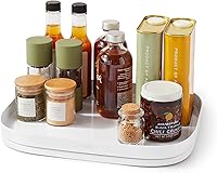 YouCopia MagicTrack Rectangle Lazy Susan Turntable: 360° Spin Kitchen Cabinet Organizer, Space-Saving Non-Slip BPA-Free White