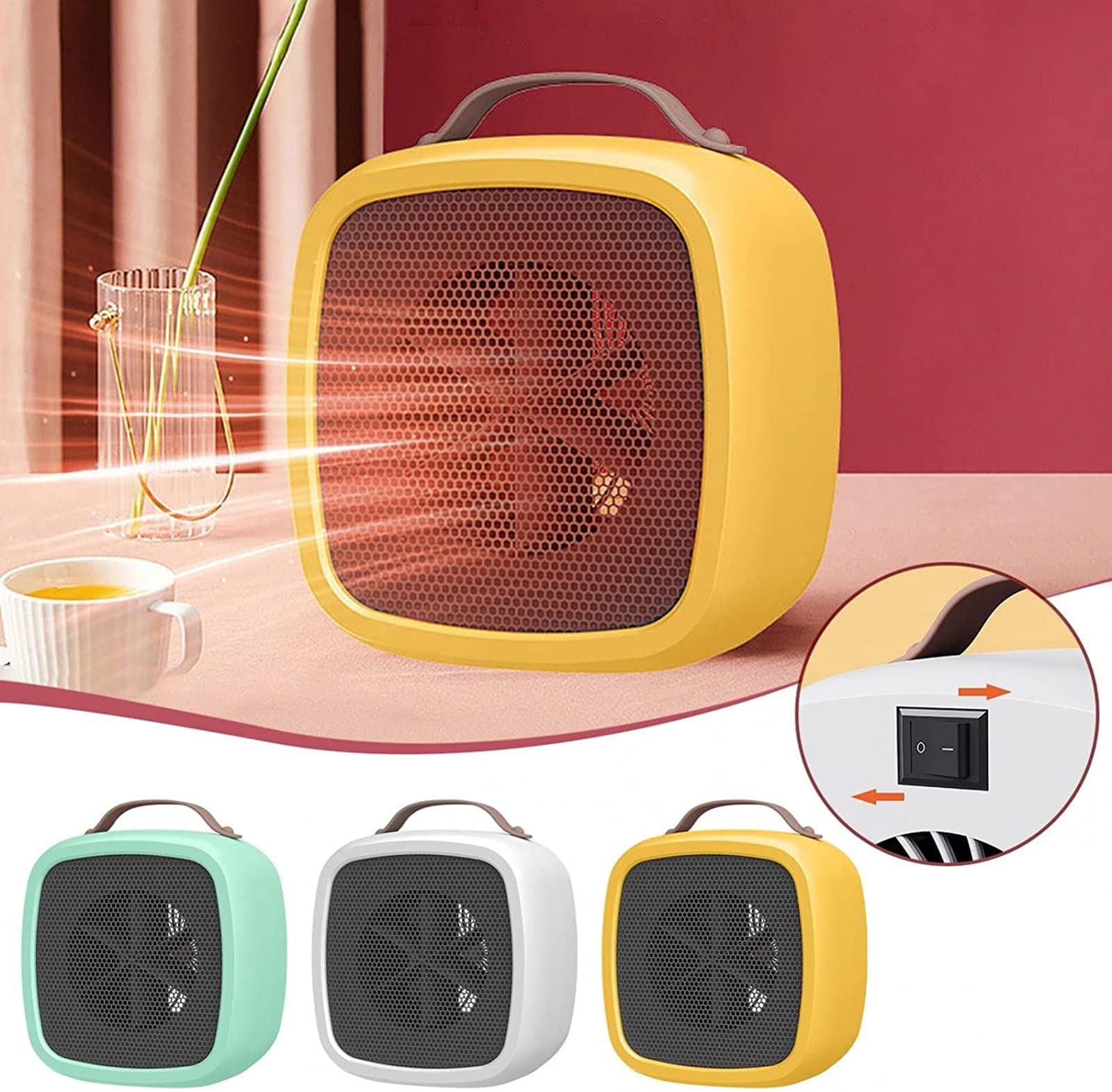 CHANGTT Space Heater, Battery Operated Compact Electric Mini Fan Winter  Electric With Thermostat High Output For Home Bedroom Office Desk Indoor  Use,White : Amazon.nl: Home u0026 Kitchen