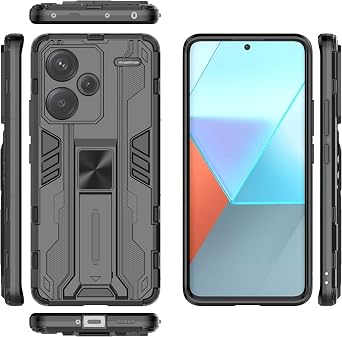 Pzwoxukhov Compatible with Redmi Note 13 Pro+ Case Cover,Compatible with Redmi Note 13 Pro Plus Protective Phone Cover with Kickstand,Magnetic Attraction Function Case Black