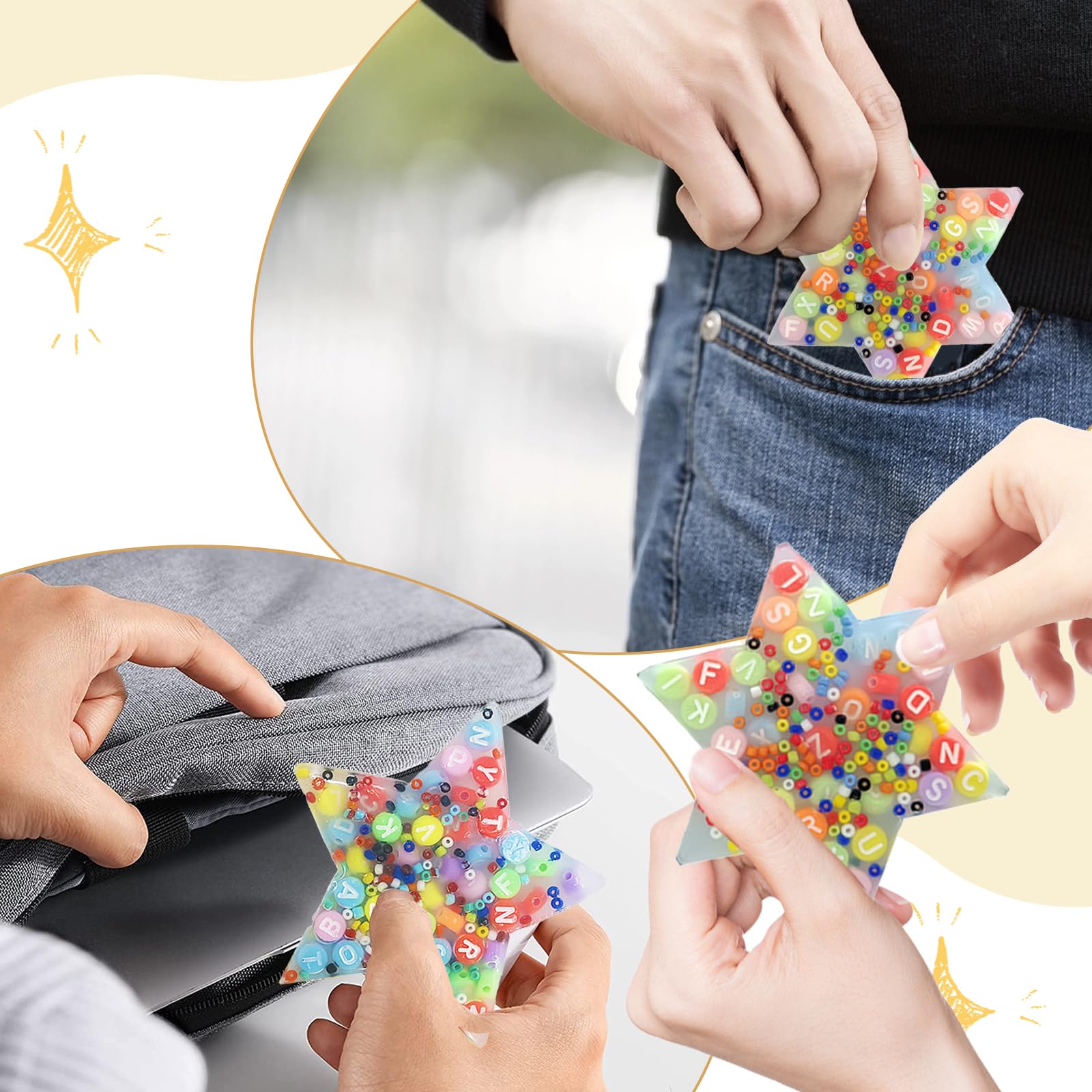 CAIJ 6 Pcs Picky Pads, Skin Picking Fidget,Picky Gadgets, Star Picky Sensory Toys, Fingerspielzeug, Sensorisches Spielzeug für Kinder und Erwachsene