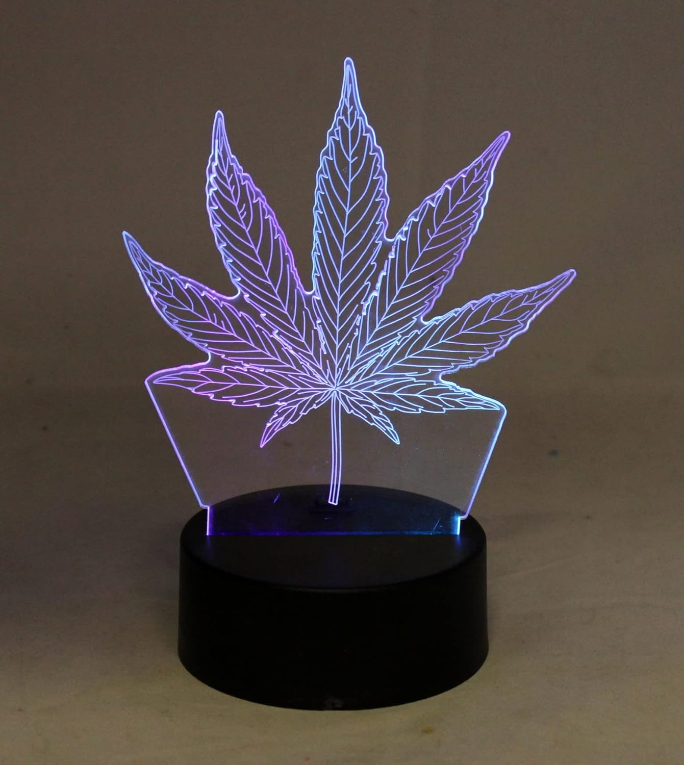 Dependable Industries 3D Marijuana Leaf Weed LED 7 Color Changing Table Night Light Optical Visual Illusion Lamp Acrylic 420