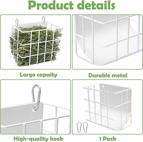 Miniatura 22 de Comedero de heno para conejillos de indias, comedero de heno para conejo con marco de metal resistente, para conejillos de indias, chinchillas, 6.9