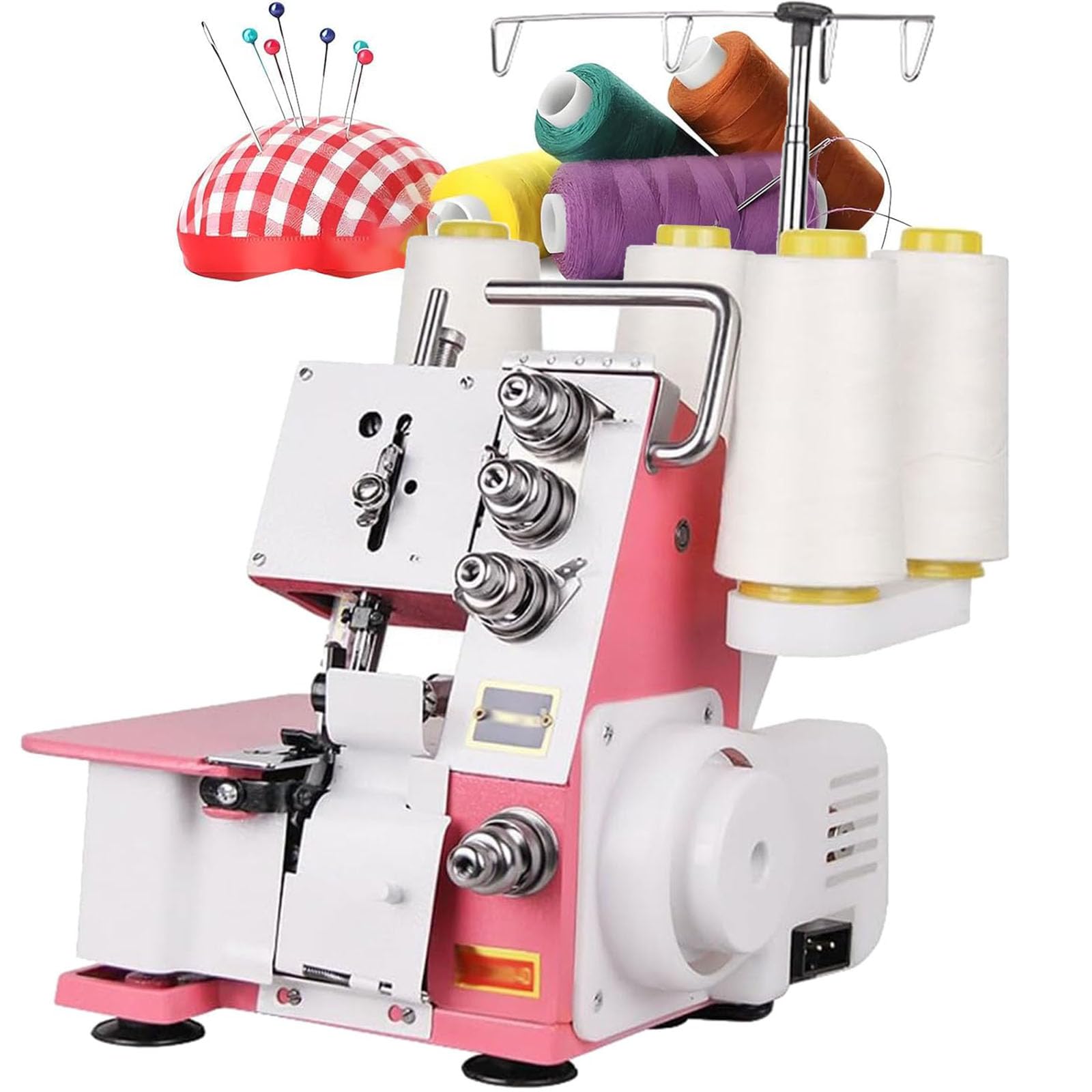 Máquina Overlock Heavy-duty, Máquina De Coser Eléctrica De 1200 Rpm Con Soporte Para 4 Conos Y Luz Led, Grosor Máximo De Costura De 3,5 Mm, Ancho De Overlock De 4 Mm/5 Mm, Para El Remate De Bordes De