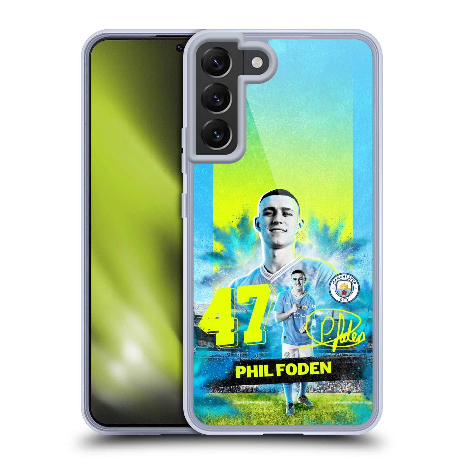 Head Case Designs Officially Licensed Manchester City Man City FC Phil Foden 2023/24 First Team Gel Case [Military Grade Protection] Compatible with Samsung Galaxy S22+ 5G and Compatible with MagSafe