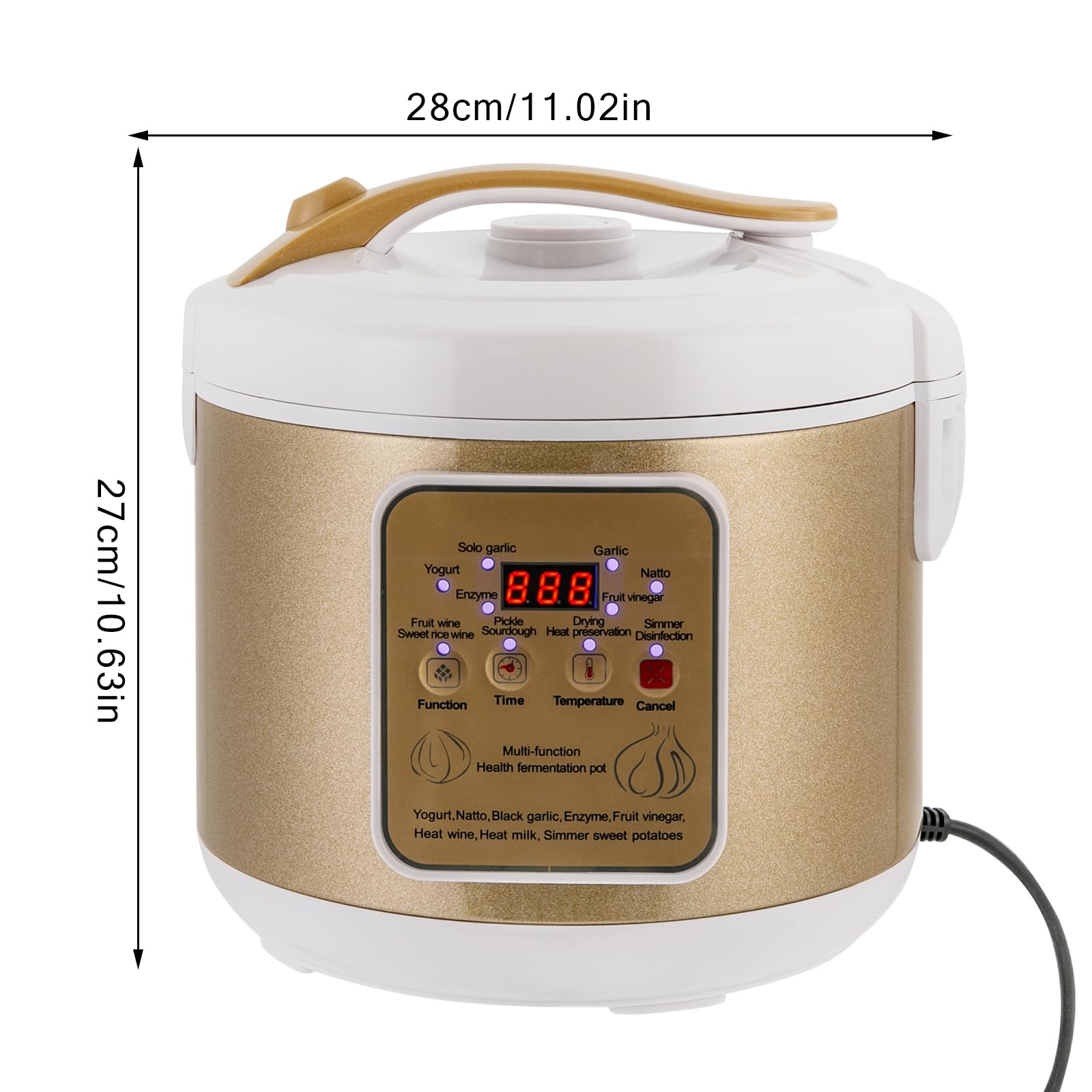 Fermentatore di aglio nero, 6 l, scatola di fermentazione automatica intelligente con controllo del tempo e della temperatura, per yogurt, riso dolce bianco