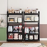 Vista 10 de Soporte para microondas de 4 niveles, estantes grandes para cocinas, estante de altura ajustable, barra de café para sala de estar, marrón rústico