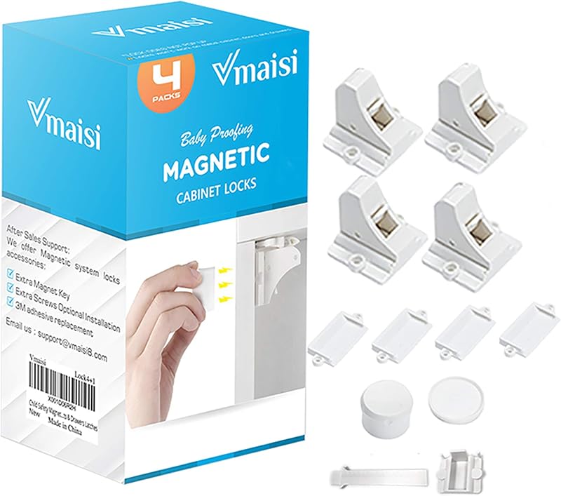 Magnetic Cabinet Locks for Babies (Stardand, Unit Count 4) | Keeps dangerous things away from kids