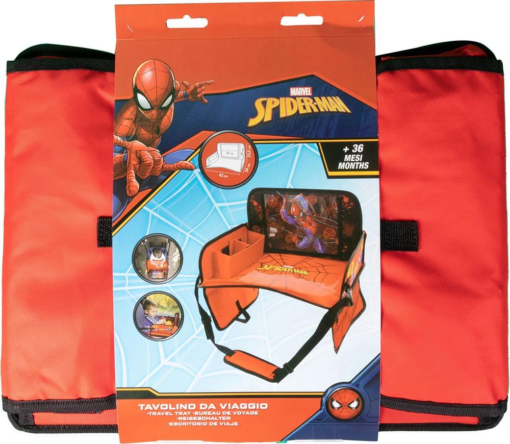 Table de voyage auto Spiderman enfant araignée confort rouge réglable