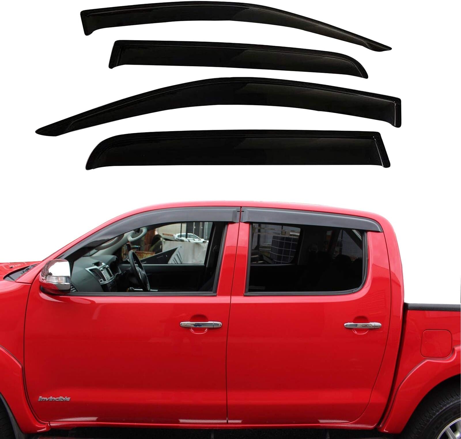 Wind Deflectors For Toyota Hilux, 2005-2016 Hilux Accessories, Mk6 Mk7 Double Cab Car Window Rain Guards Shields Sun Visors Cover Protector (Active/ Hl2/ Hl3/ Icon/Invincible)
