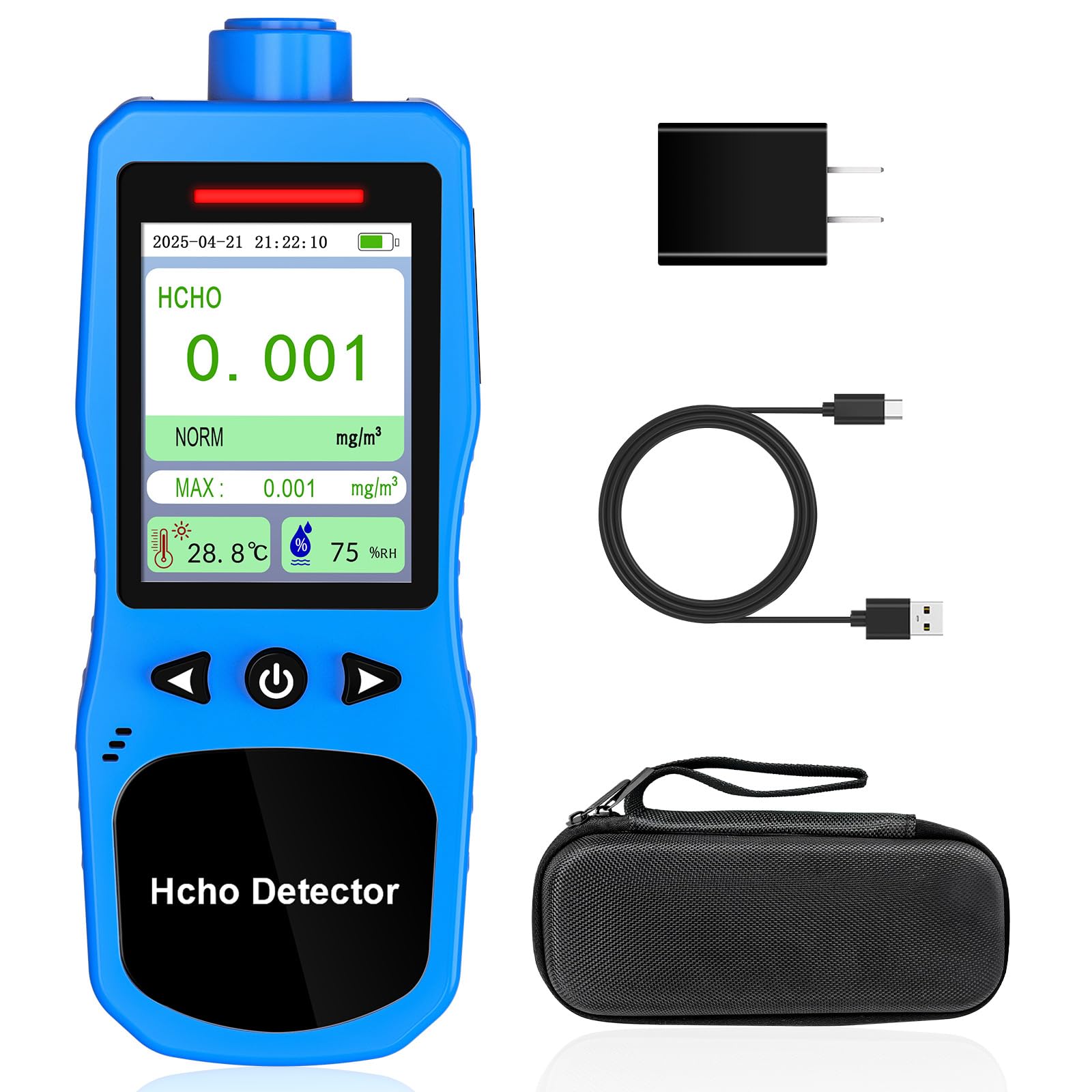 Formaldehyd Messgerät, Wiederaufladbarer HCHO Monitor mit Alarm, Temperatur und Luftfeuchtigkeitsmesser, Formaldehyd Detektor Luftqualitätsmesser für Zuhause und Arbeit