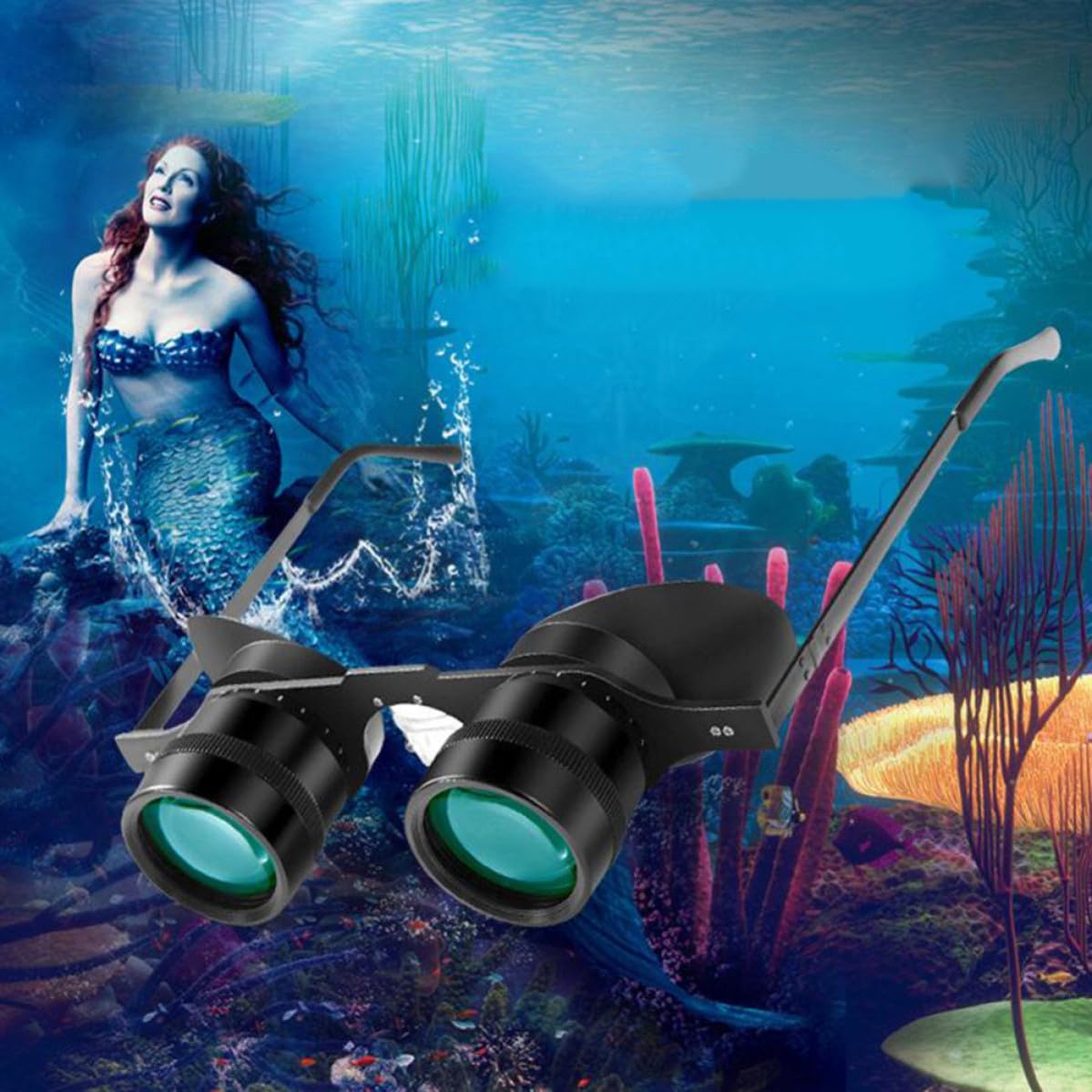 SHINEOFI Binocolo da Pesca 10x in Vetro Metallo Silicone, Occhiali