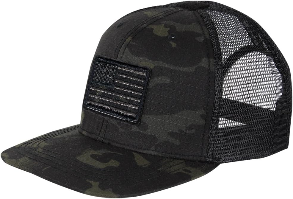 Gadsden and Culpeper Trucker Tactical Cap & Patch Bundle - Multicam-Black