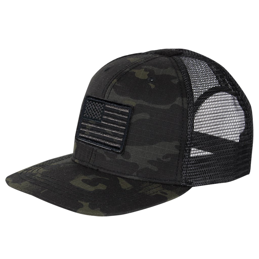 Gadsden and Culpeper Trucker Tactical Cap & Patch Bundle - Multicam-Black