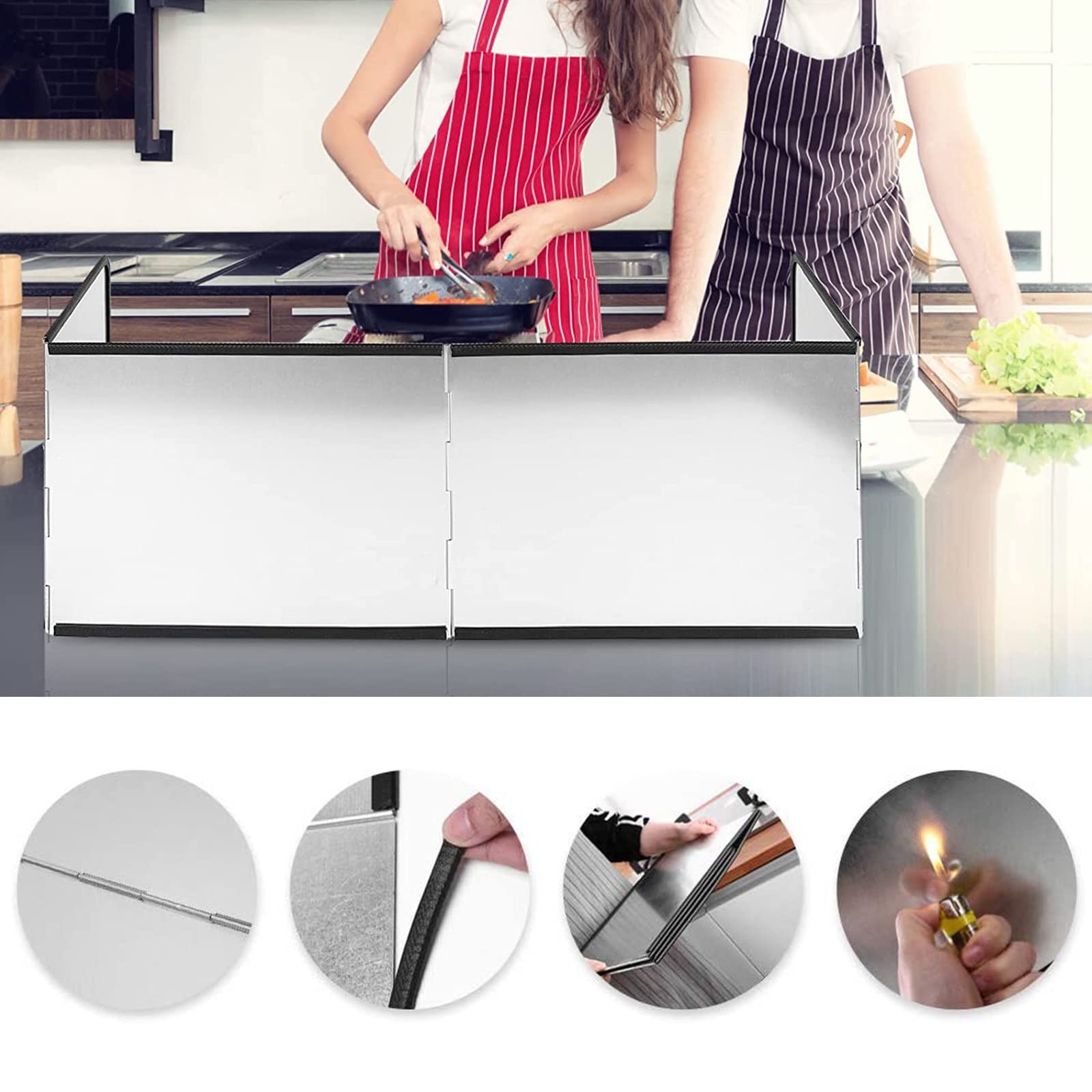 Protector Salpicaduras Cocina, Plegable Protección Contra Salpicaduras, Protección Contra Salpicaduras, Placa Antisalpicaduras De Acero Inoxidable,1 Pieza Protector Salpicaduras Cocina(60x80x45cm)