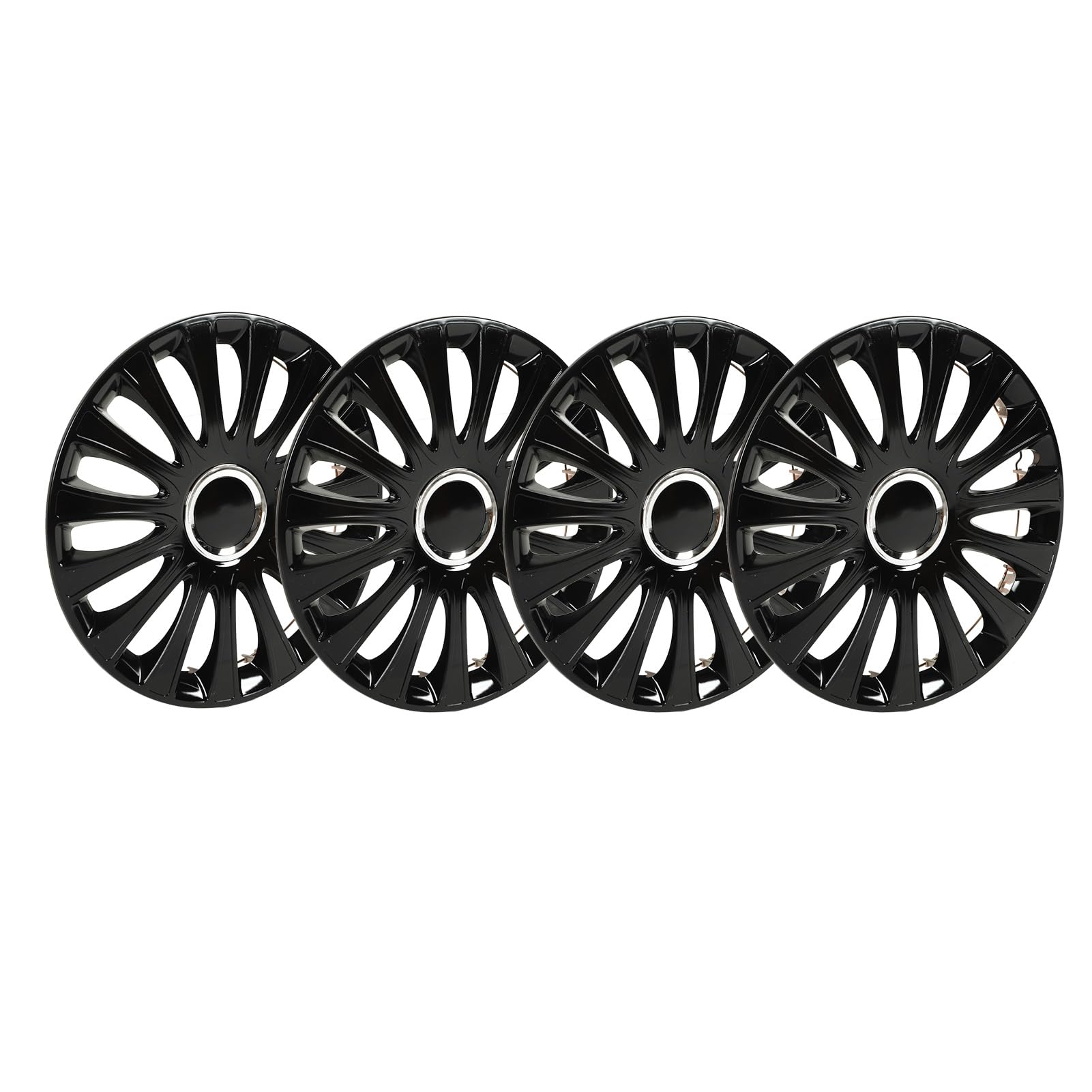 Bediffer Coprimozzo Ruota Nero Lucido da 15 Pollici, 4 Pezzi, Resistente, Design Aerodinamico, per, V40,