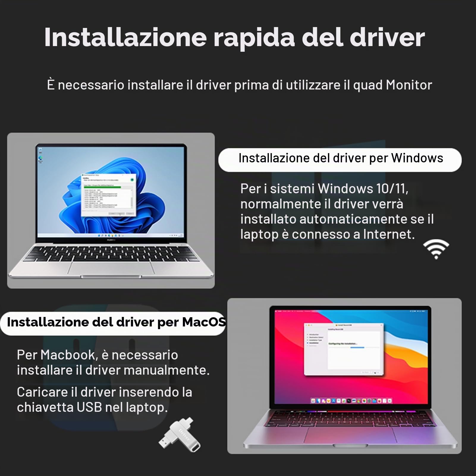 docooler Estensione Schermo Laptop da 14" 1200P FHD 16:10 Monitor Portatile quadruplo 1 Cavo per 3 schermi Estensione Monitor Pieghevole per Laptop da 12-17,3"