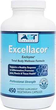 Excellacor-450 Systemic Enzyme Supplement Acid-Resistant Serrapeptase & Proteolytic Enzymes Supports Healthy Inflammation Response, Joint Function & Circulation 450 Vegetarian Capsules