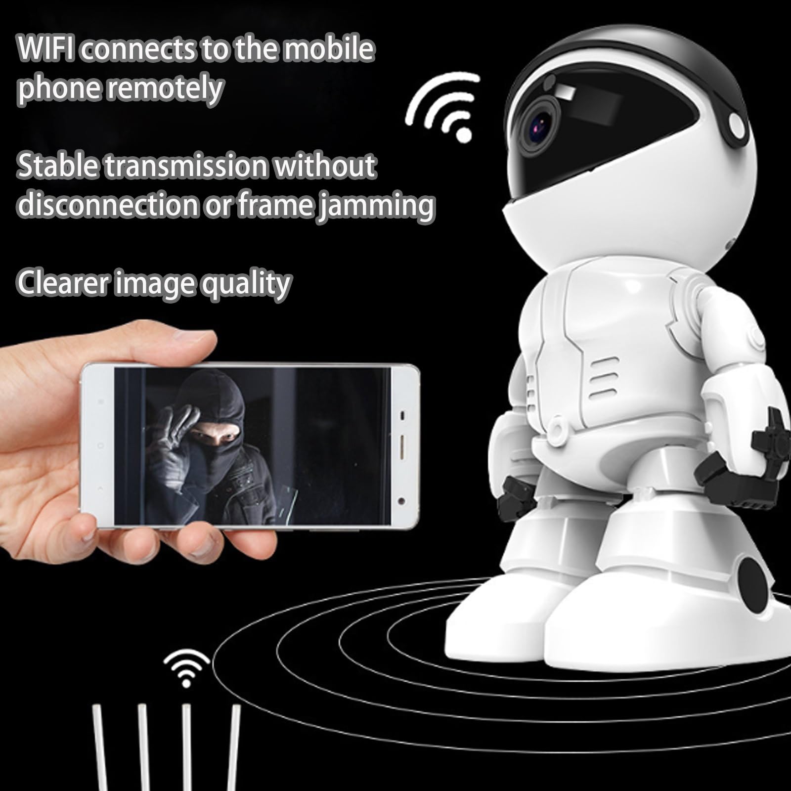 2Mp Wifi Double Objectif Caméra Robot Surveillance Infrarouge Nuit 2