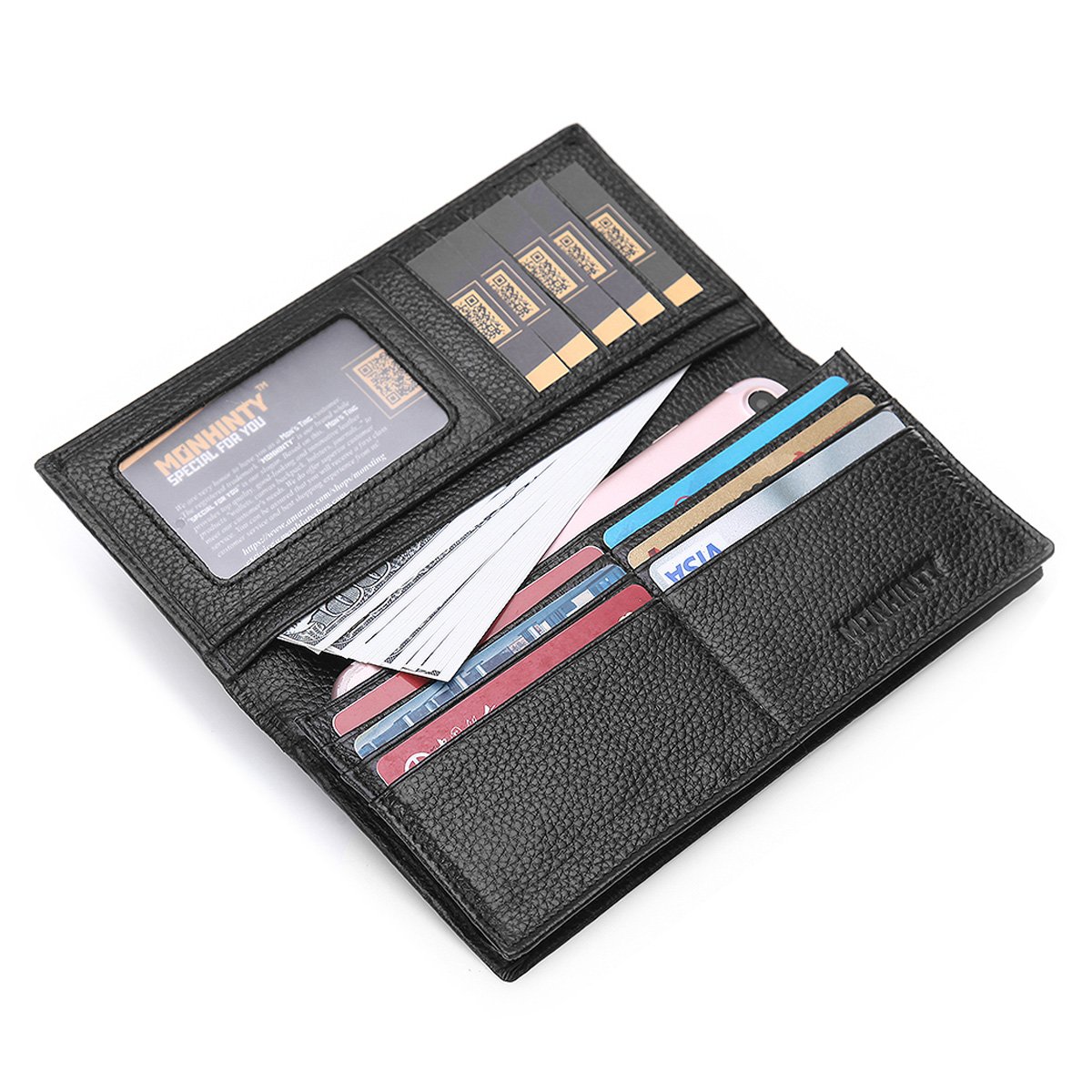 Men's RFID Blocking Genuine Leather Credit Card Long Bifold Wallet Case