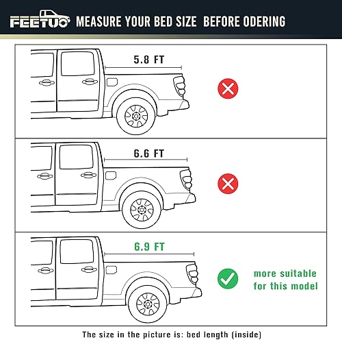 Miniatura 2 de FeeTUO FRP - Cubierta rígida de triple pliegue para camioneta SilveradoSierra 2500 3500 HD 2020-2024, estilo de carrocería de 6.9 pies82.2 pulgadas