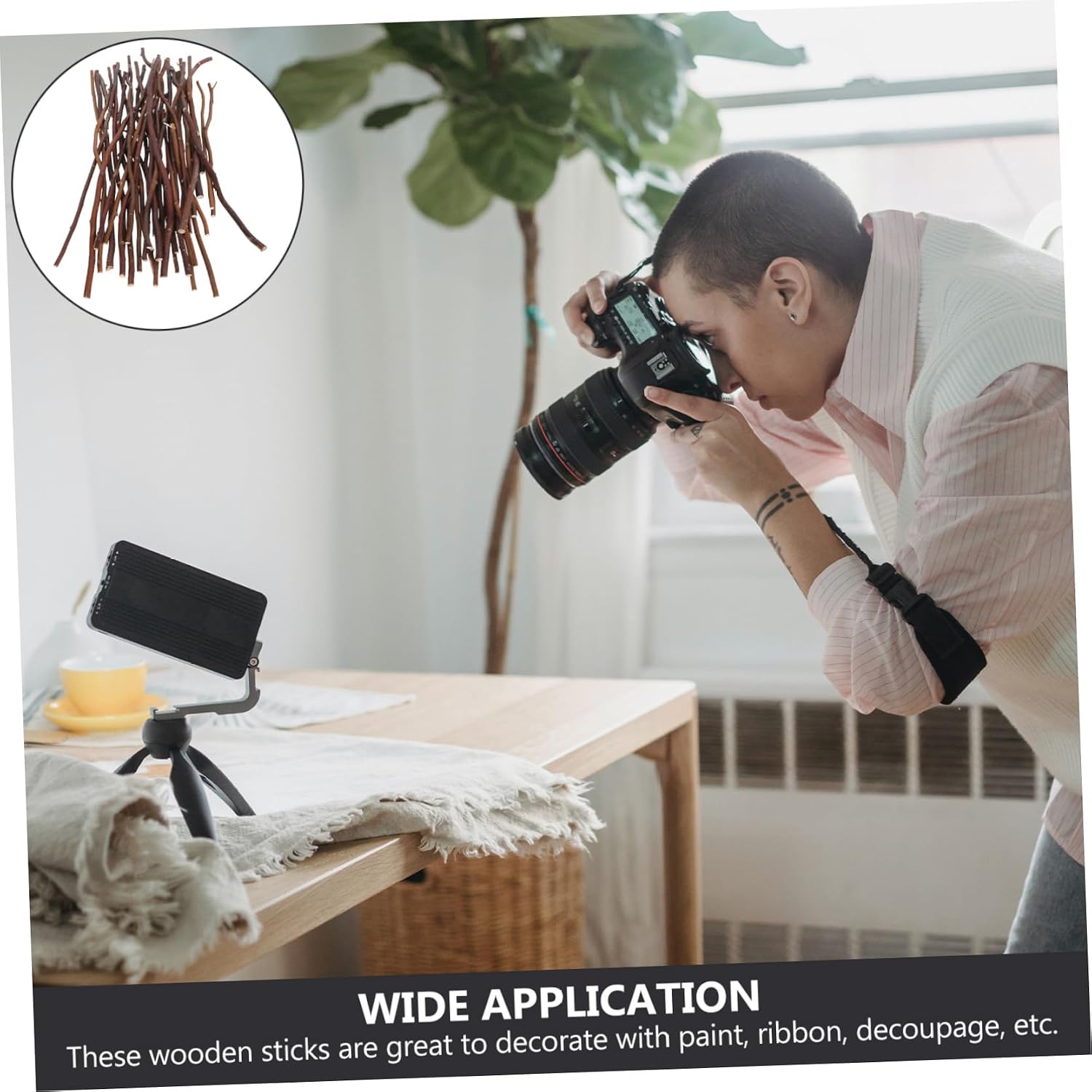 Operitacx 40pcs Wood Log Sticks, 20cm 30cm Wood Log Twig for Photo Props Craft Projects Decoration