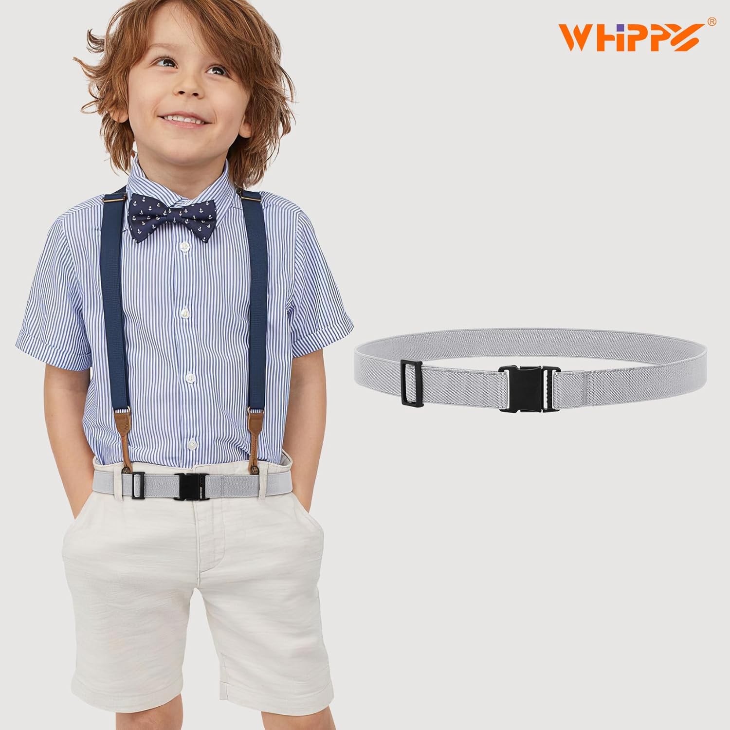 WHIPPY Elastic Kids Belt for Boys Girls - Stretch Invisible Belt with Adjustable Clip Buckle Latch Belts for School Sports - Image 2