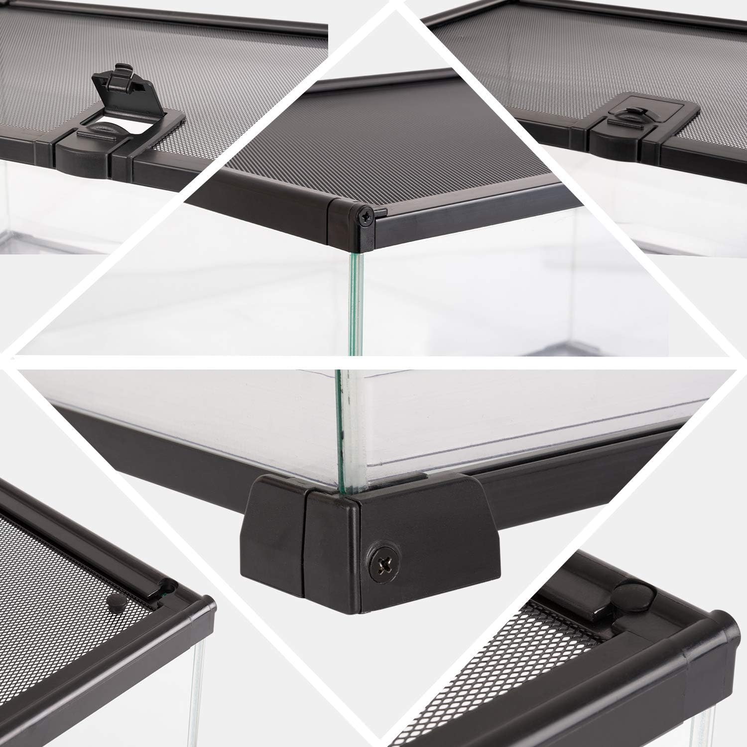 REPTI ZOO 10 Gallon Reptile Tank Glass Terrarium 20" x 12" x 10" and Digital Thermometer Temperature Controller with Timer for Reptile Tank Water Terrarium