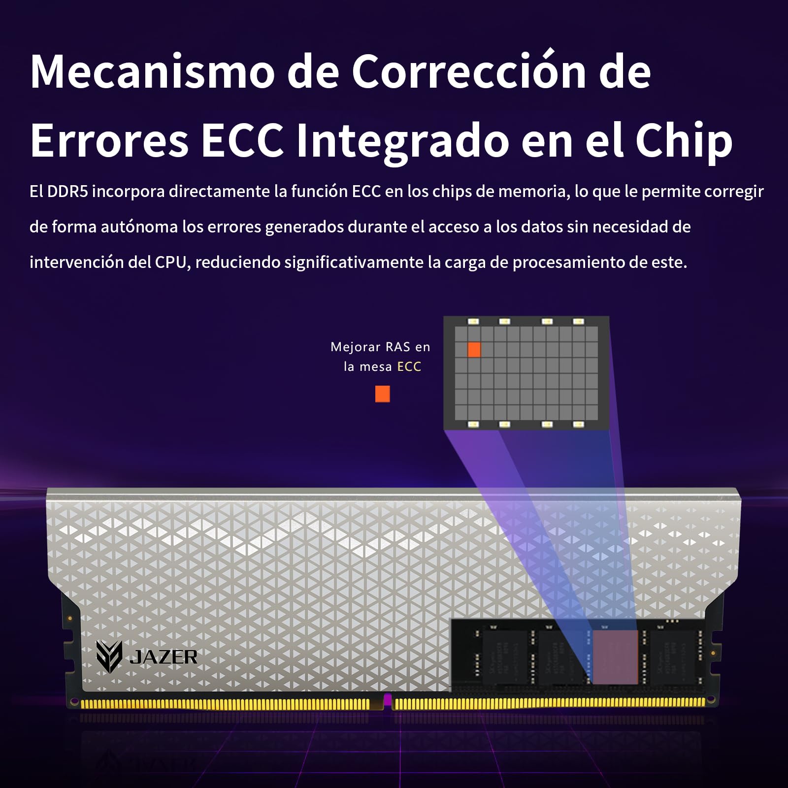 JAZER Memoria RAM DDR5 de 32GB (2 x 16GB) 6000MHz CL38, Memoria de Escritorio para PC de Juegos, DIMM de Alto Rendimiento