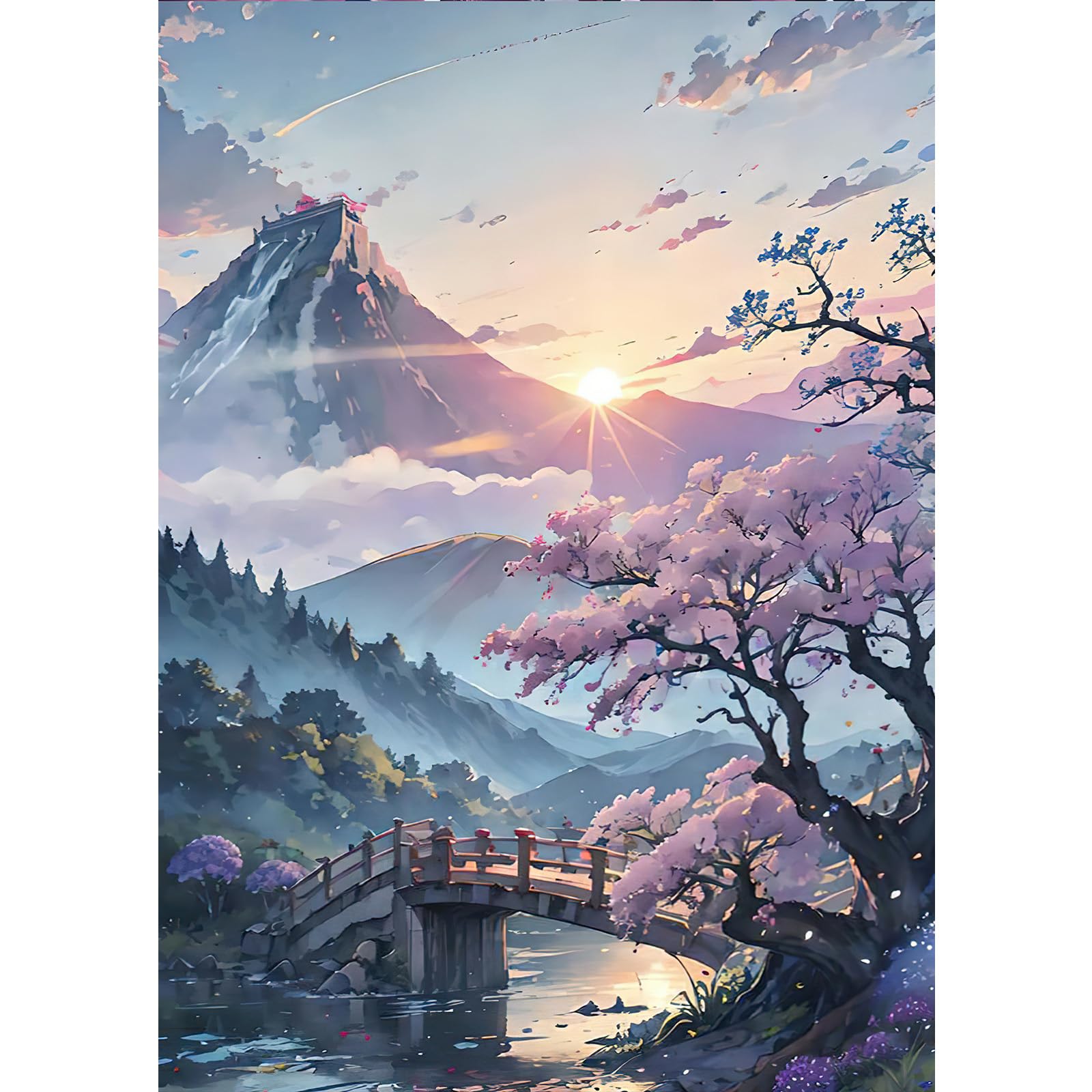 001 Plage Diamond Painting, 5D DIY Coucher De Soleil Diamant Painting