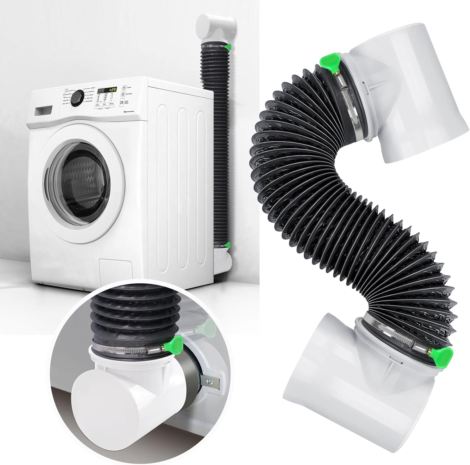 Dryer Vent Hose For Tight Space,Indoor Dryer Vent, Dryer Hose Vent Kit,90 Degree Dryer Vent Elbow,Dryer Vent Connector Kit,Dryer Vent Duct, Dryer Vent Adapter, Dryer Vent Vacuum Hose Attachment