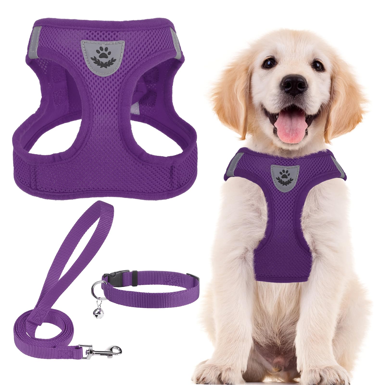 PUPTECK Dog Harness Small Dog with Collar and Lead Set Step-in No Pull Puppy Cat Harnesses for Daily Walking — image 1
