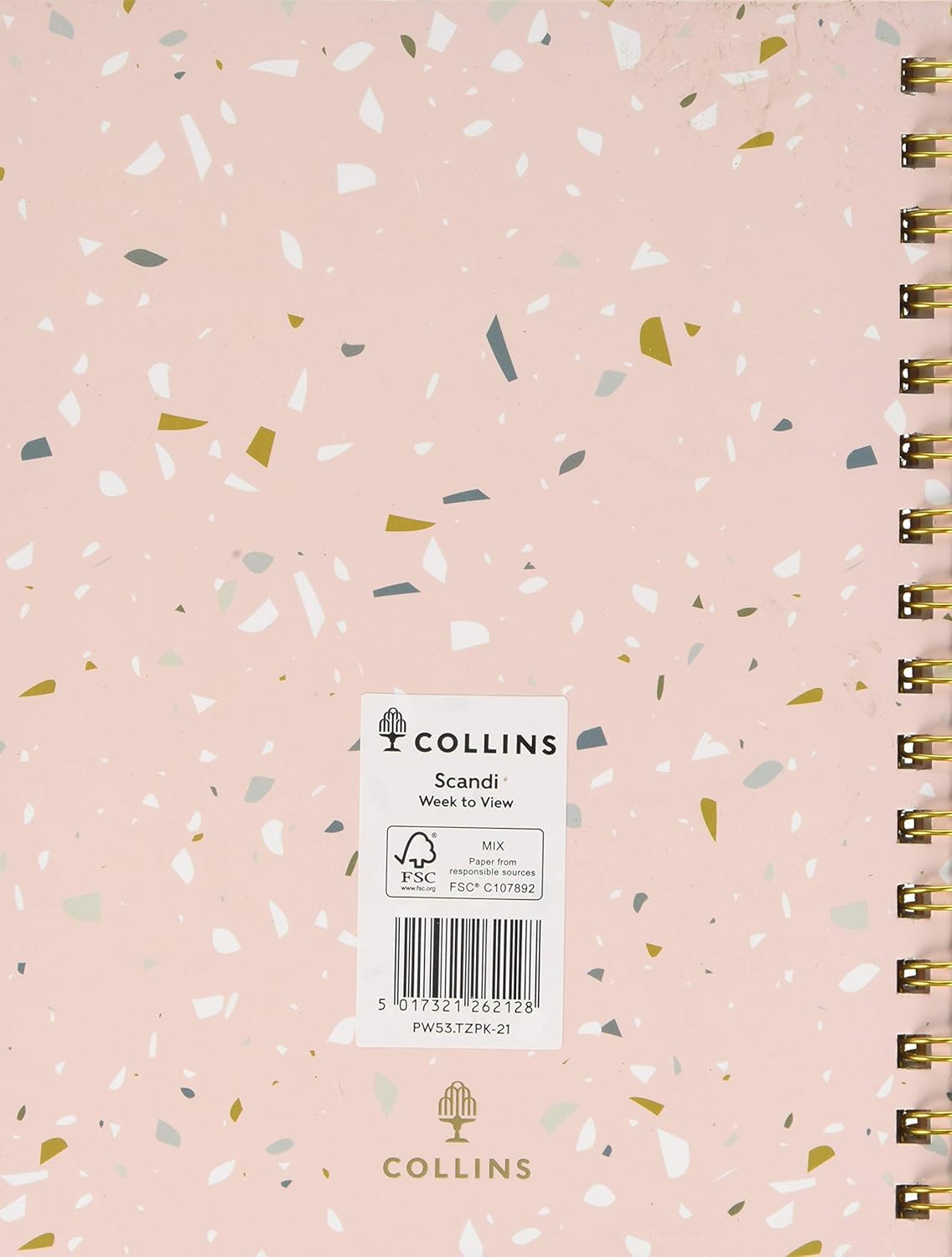 Collins Scandi A5 Week to View 2021 Diary - Terrazzo Pink