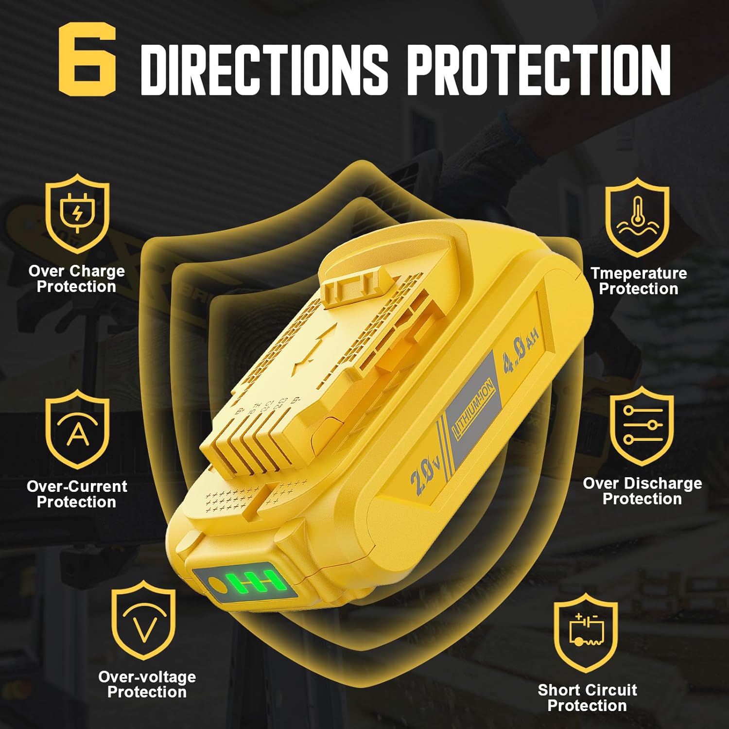 DCB201 3.5Ah 2Pack 20V Battery Replacement for Dewalt 20V MAX Battery for Dewalt 20Volt Lithium-ion Battery DCB200 DCB201 DCB203 DCB205 DCV580 DCB180 for Dewalt 20V Cordless Tools Battery Replacement - Image 3