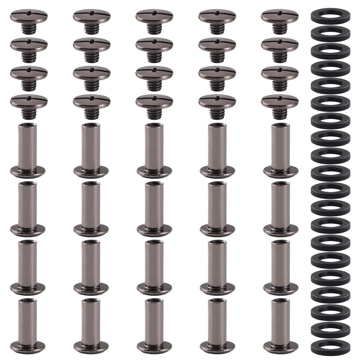 YIXISI 20 Set M5x12mm Chicago Binding Screws Kit, Book Binding Rivets, Leather Rivets, Binding Screws Posts