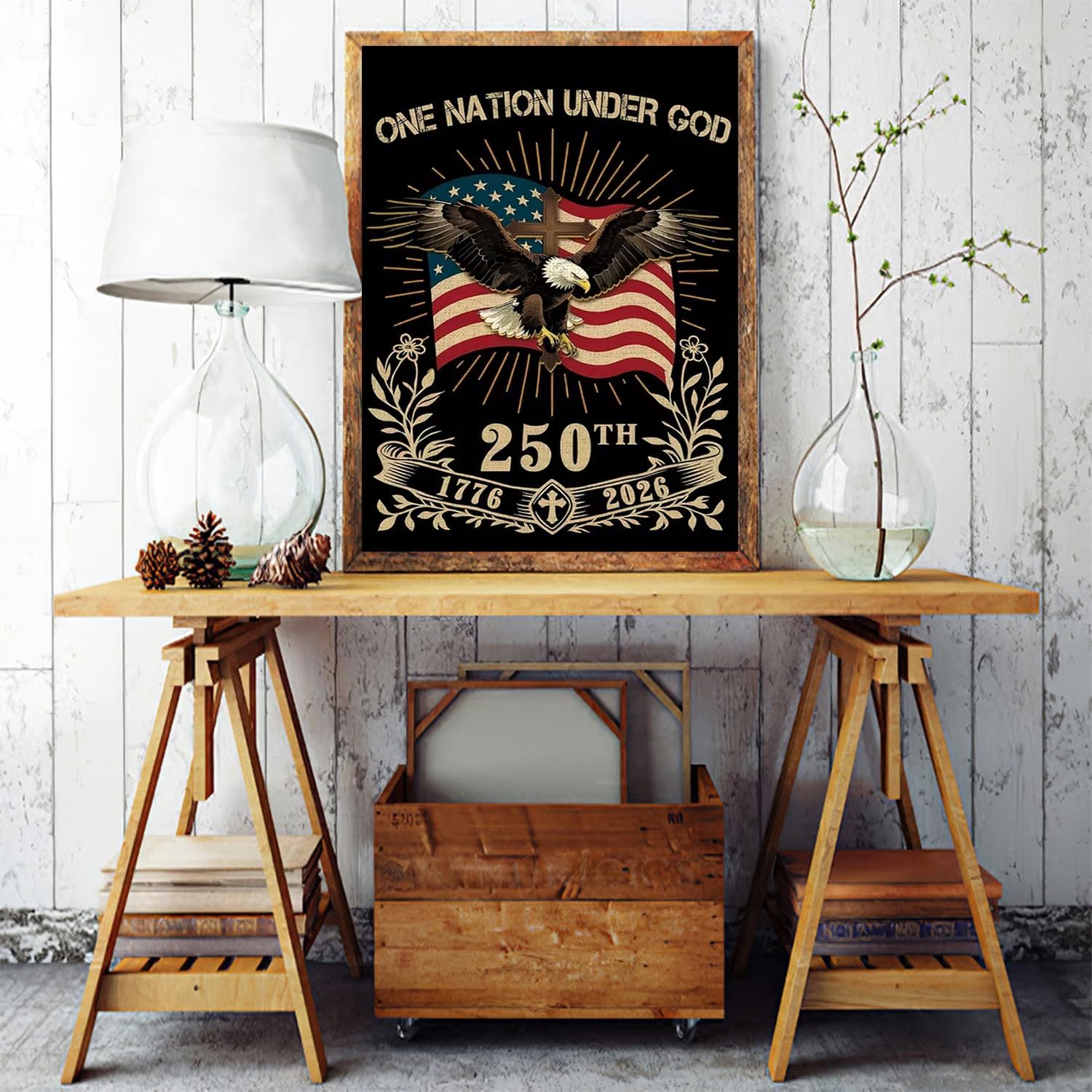 NWQZBYHT Eagle 5D Diamond Painting Kits for Adults,4th of July Diamond Art Kits for Adults,Round Full Drill Diamond Dots DIY American Flag Gem Painting for Beginner Crafts Home Wall Decor 12x16 Inch