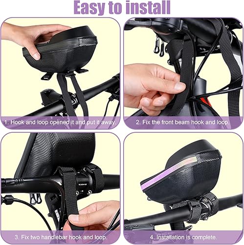 Miniatura 5 de Soporte para teléfono de bicicleta, marco delantero de bicicleta, bolsa de EVA rígida impermeable para bicicleta con pantalla táctil y cubierta de