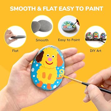 Simetufy 45Pcs Large Rocks for Painting 3-4inch Natural River Stones for